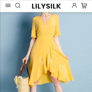 LILYSILK RUFFLE V NECK DRESS